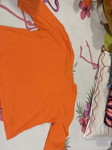 Orange Graphic Print T-Shirt