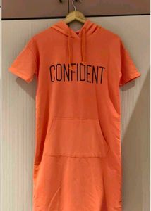 Orange Hooded "Confident" Dress