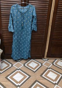 Blue Ikat Print Kurta