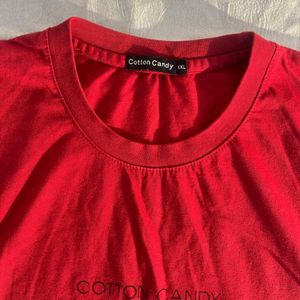 Red Cropped Cotton Candy Tee