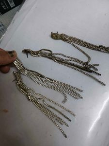 Rhinestone Tassel Earrings 2 Pairs Long
