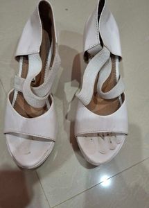 Stylish White Wedge Sandals
