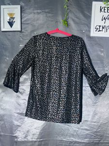 Chic Leopard Print Bell Sleeve Top