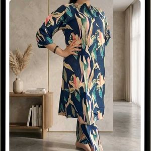 Stylish Leaf Print new  kurti + pant for Women