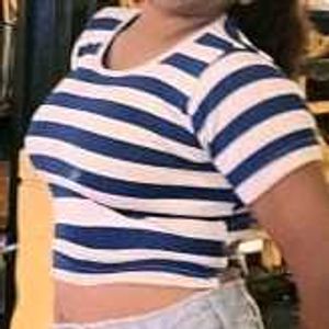 Blue & White Striped Crop Top