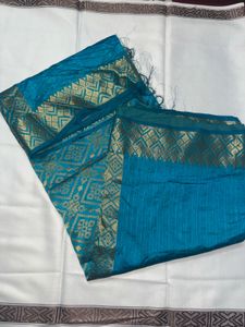 Elegant Teal Blue Silk Saree