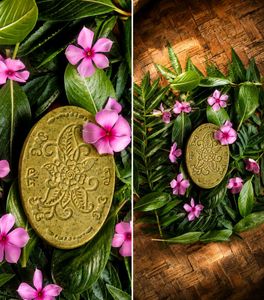 Handmade Herbal Soap with Lotus and flower Design