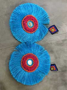 Boho Blue Tassel Earrings