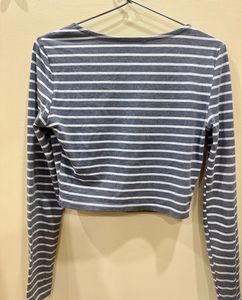 Striped Cropped Long Sleeve Top