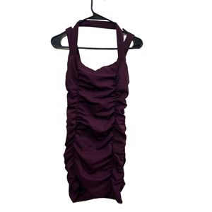 Maroon Halterneck Bodycon Dress