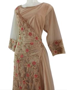 Elegant Beige Embroidered Dress 😍👑