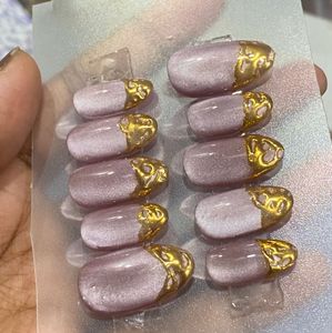 Dusty Rose Chrome Press On Nails