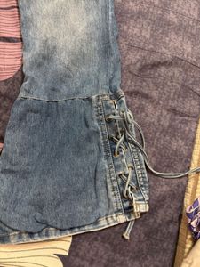 Flared Lace-Up Jeans