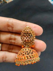 Orange Jhumka Earrings