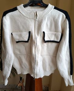 Stylish Zippered Knit Cardigan