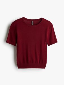 H&M Maroon Short Sleeve Knit Top