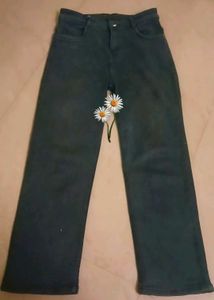 Greenish grey Wide Leg Jeans