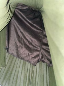 Olive Green Pleated Mini Skirt