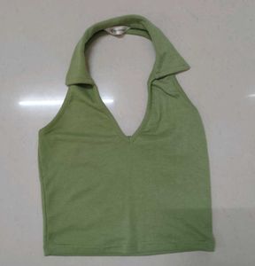 Ribbed Halter Neck Crop Top