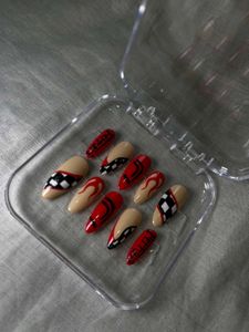 Racer Flame Press-On Nails 🔥🏁