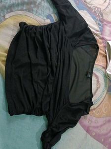 Shein Black Mesh Sleeve Top