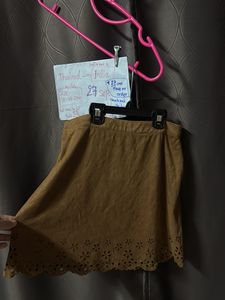 Forever 21Brown Suede Skirt Cut-out Hem26-28