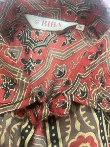 Elegant Ajrakh Print Full Length Shrug by Biba