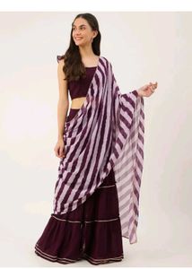 Elegant Purple Tiered Lehenga Choli Set