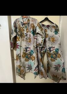 Elegant Floral Kurta Set with Palazzo Pants