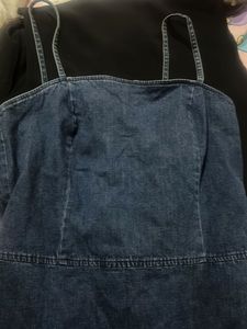 Denim Lace-Up Mini Dress