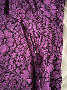 Purple Floral Lace Fit &amp; Flare Dress with Side Zip