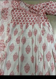 Red &amp; White Printed Dress
