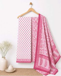 Mayur - Pink /White jaipuri cotton suit