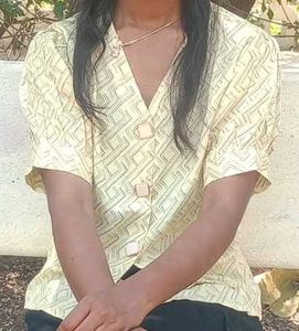 Light Yellow Button-Up Top