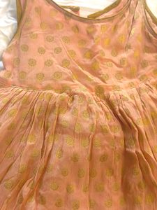 Peach Ethnic Gown with Gold Print