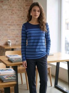 Blue Striped Long Sleeve Top