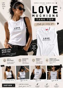 White LOVE Print Sleeveless Tank Top