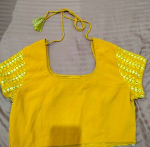Yellow Mirror Work sharara set