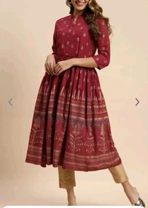 Maroon Printed Anarkali 🌼🛍️