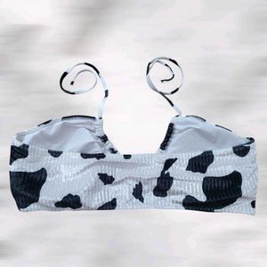 Cow Print Halter Bikini Top new WNOT