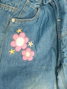 Cute Floral Embroidered Denim Jeans