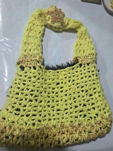 Yellow Crochet Shoulder Bag