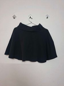 Black Mock Flared Skirt
