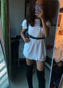 White Embroidered Boho Mini Dress