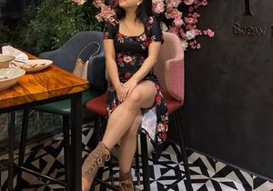 Japanese slit cut dress