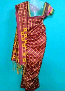 Rust colour silk saree