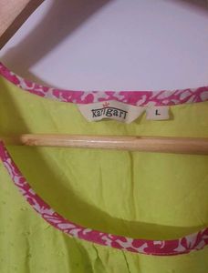 Chic Lime Green Kurti with Pink Accents