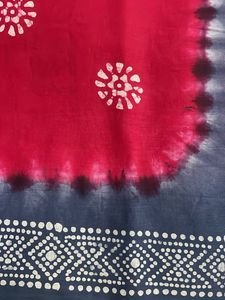 Beautiful Indigo &amp; Pink Batik Saree
