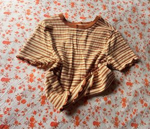 Striped Cropped Ribbed Top