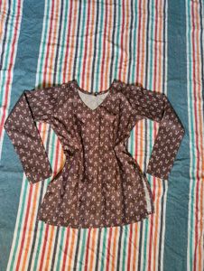 Brown Printed Kurta